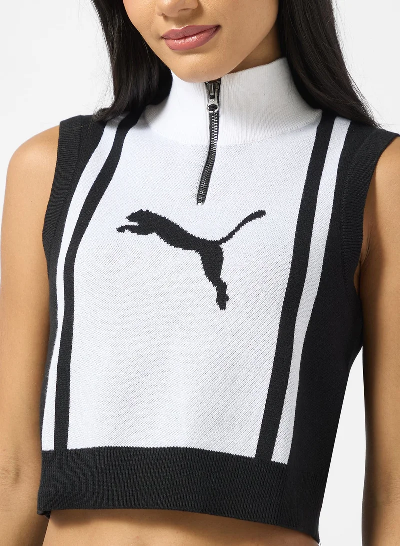 PUMA puma black-puma white Uture.Puma.Archive Half-Zip Knitted Tank for Women | Best Price UAE