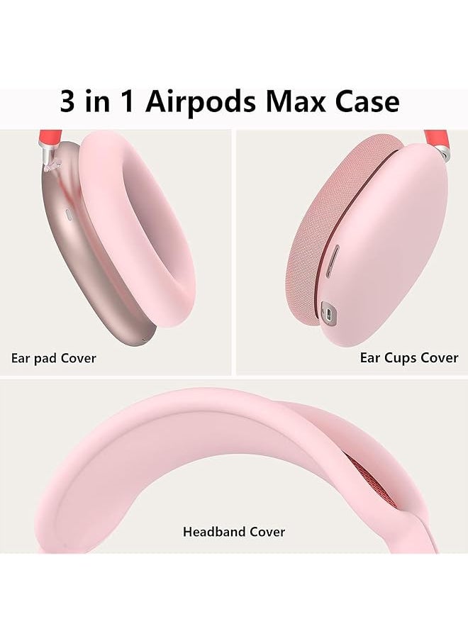 joyzzz - Case Cover For Airpods Max Headphones 3 In 1 Anti Scratch Sweatproof Ear Pad Covers Headband Cover Protector Ear Cups Cover Silicone Soft Protector Accessoriesfor Airpods Max Pink - Image 1