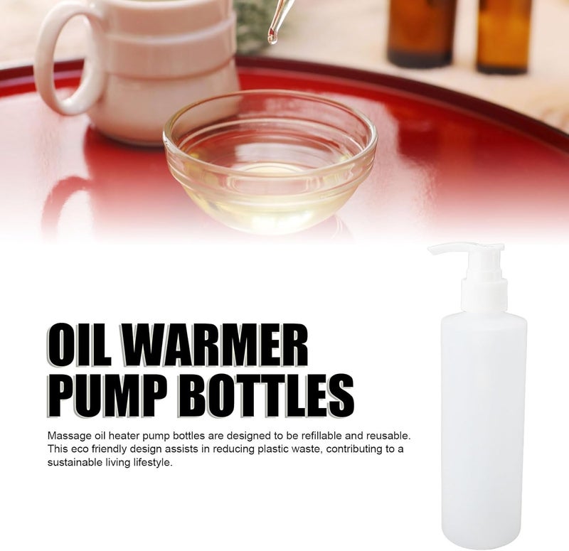 Mrisata 2pcs Massage Oil Warmer Replacement Bottle 250ml Refillable Professional Shampoo Pump Bottles for for Lotion Heater, Face Cream Massage Lotion Hand Wash Tanning Lotion - Image 5
