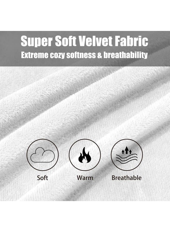 TELUS 2 Pack Zippered Velvet Standard Pillowcases, Super Soft and Cozy Luxury Fuzzy Flannel Pillow Cases with Zipper, 20x26 Inches, White - Image 4