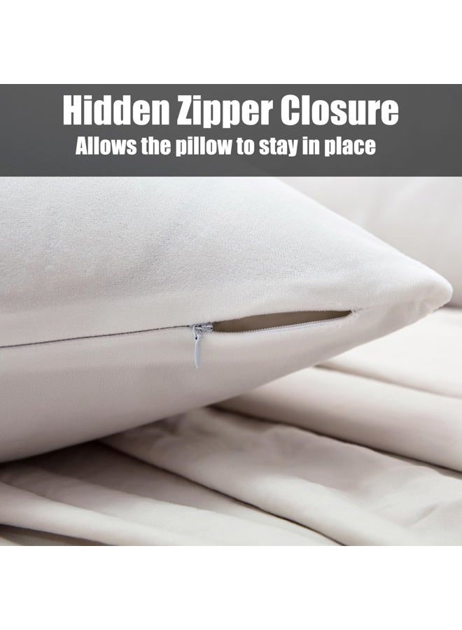 TELUS 2 Pack Zippered Velvet Standard Pillowcases, Super Soft and Cozy Luxury Fuzzy Flannel Pillow Cases with Zipper, 20x26 Inches, White - Image 5