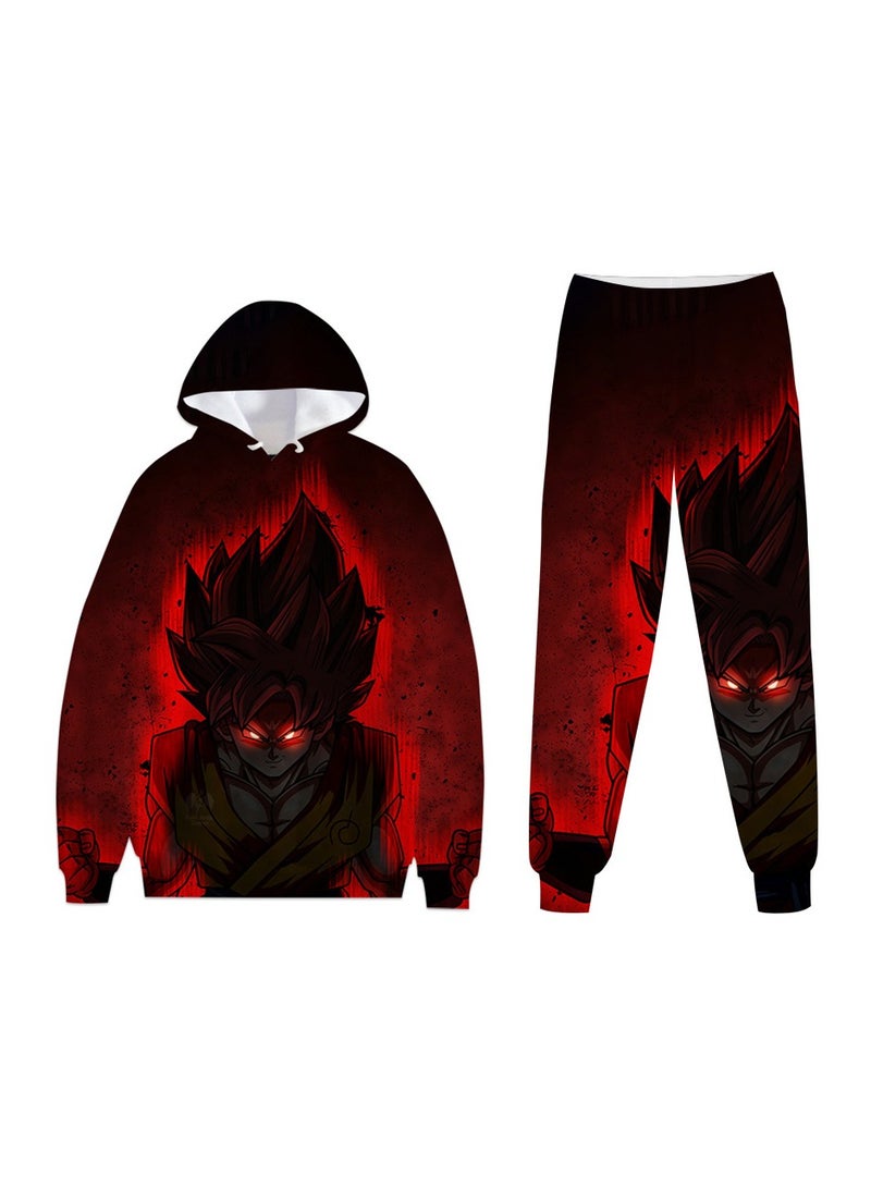KUYING New Dragon Ball 3D Digital Printed Hooded Sweatshirt And Pants Set  - Image 1