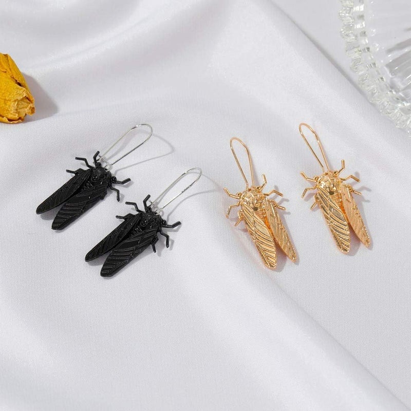 MXUHUI Vintage Big Bug Cicada Insect Pendant Earrings on Kidney Wire Hoops Dangle Earrings Retro Animal Jewlery - Image 5