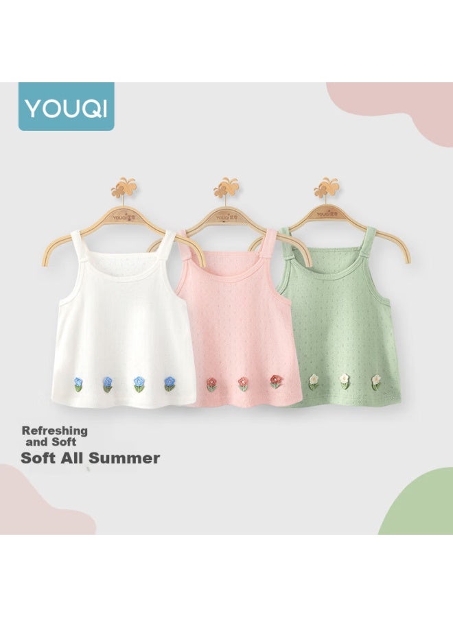 Youqi Yooqi Baby Girl Summer Thin Strap Top Children's Ultra-thin Breathable Sleeveless Vest - Image 1