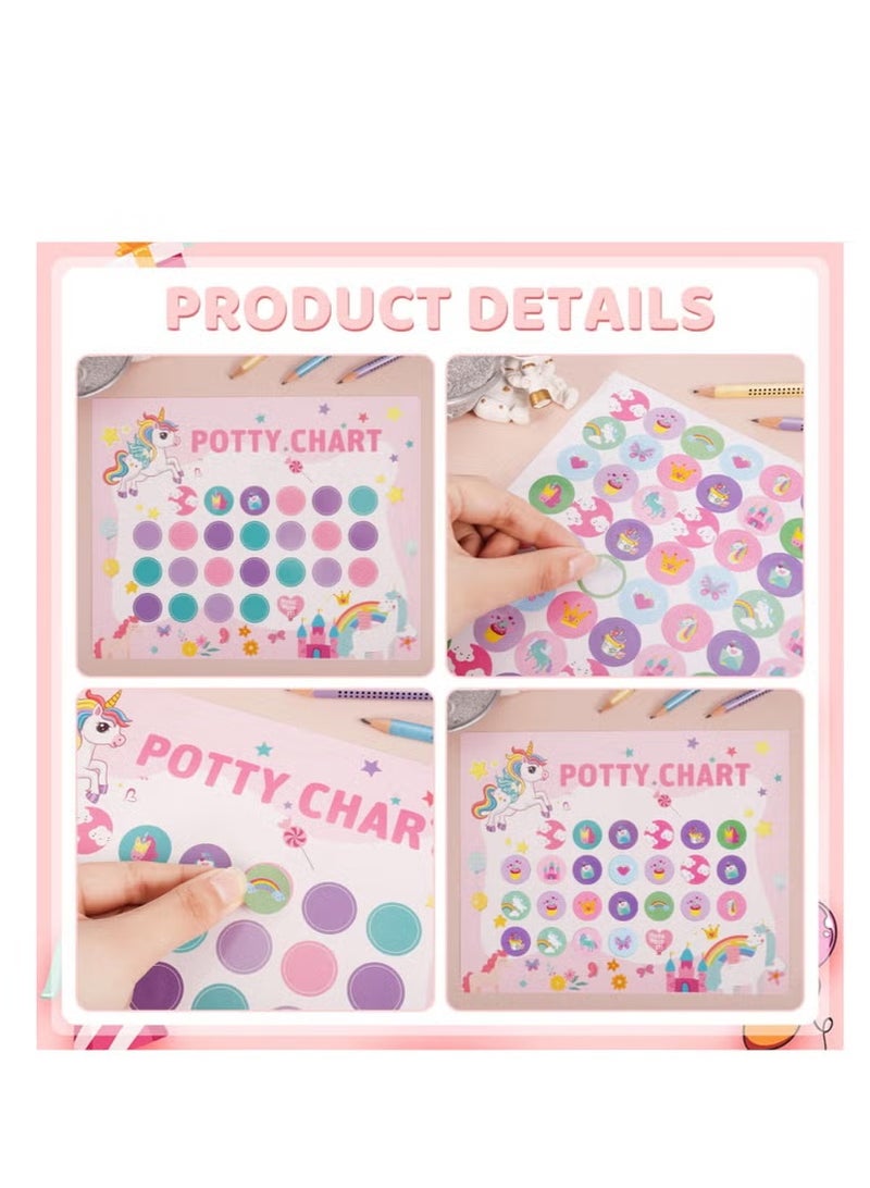 Potty Training Chart for Toddler, Potty Chart for Girl with Stickers, Sticker Chart for Kids Potty Training, Reward Sticker Chart for Preschool Boys Girls Kids (Unicorn ) - Image 3