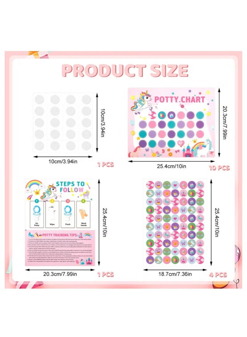 Potty Training Chart for Toddler, Potty Chart for Girl with Stickers, Sticker Chart for Kids Potty Training, Reward Sticker Chart for Preschool Boys Girls Kids (Unicorn ) - Image 2