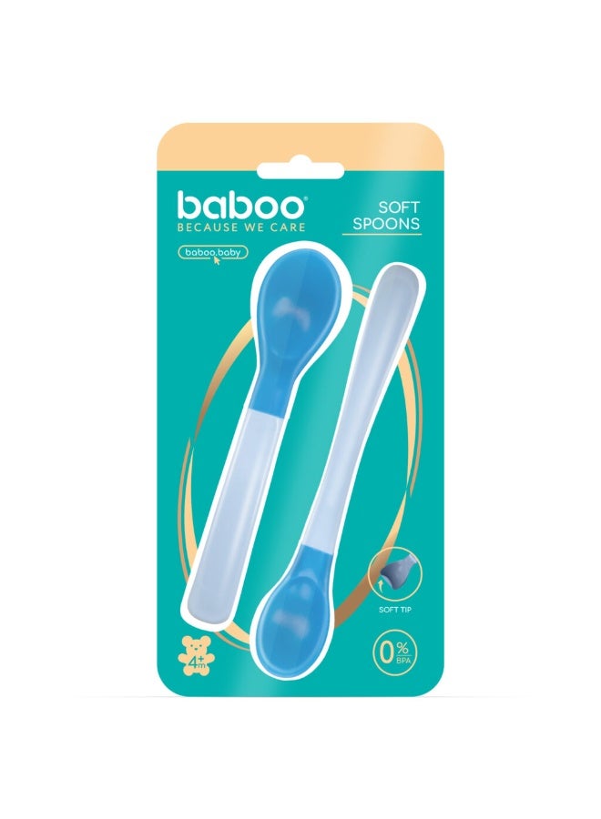Baboo - Soft-Tip Silicone Weaning Spoons - Blue Haze - +4m - 2pc - Image 3