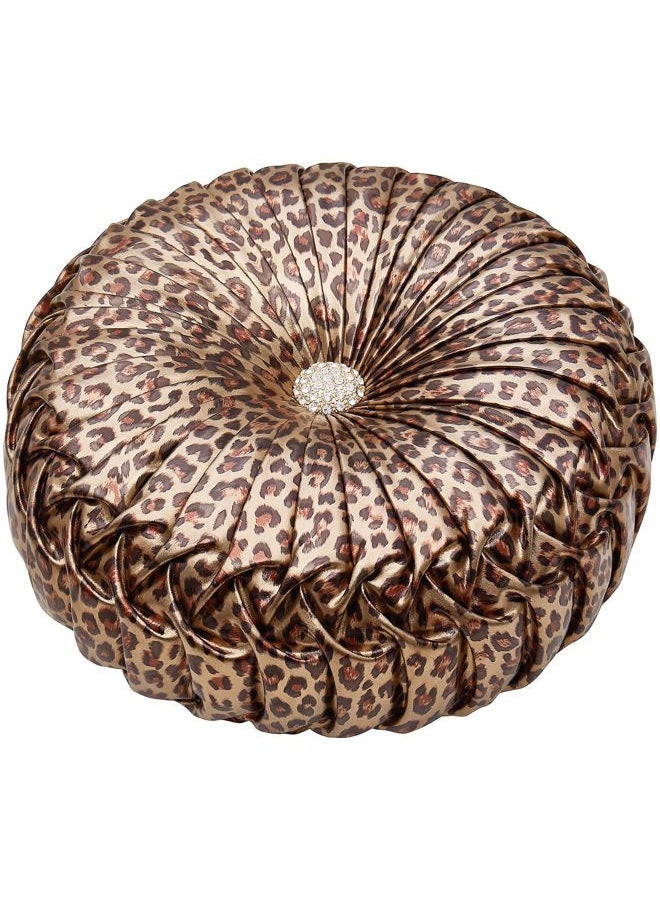 EUCIOR Leopard Gold Throw Pillows,Circular Pillow,Pumpkin Pleated Handmade Throw Pillows,Smooth Metallic Leather Decorative Pillows for Home Decor Bedroom Living Room Couch Bed Sofa - Image 1