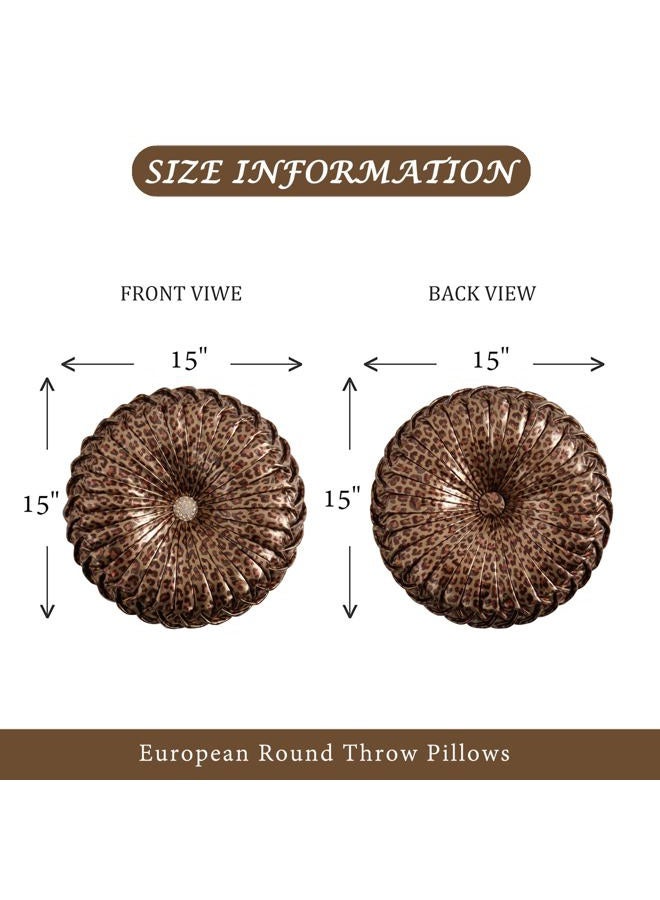 EUCIOR Leopard Gold Throw Pillows,Circular Pillow,Pumpkin Pleated Handmade Throw Pillows,Smooth Metallic Leather Decorative Pillows for Home Decor Bedroom Living Room Couch Bed Sofa - Image 4