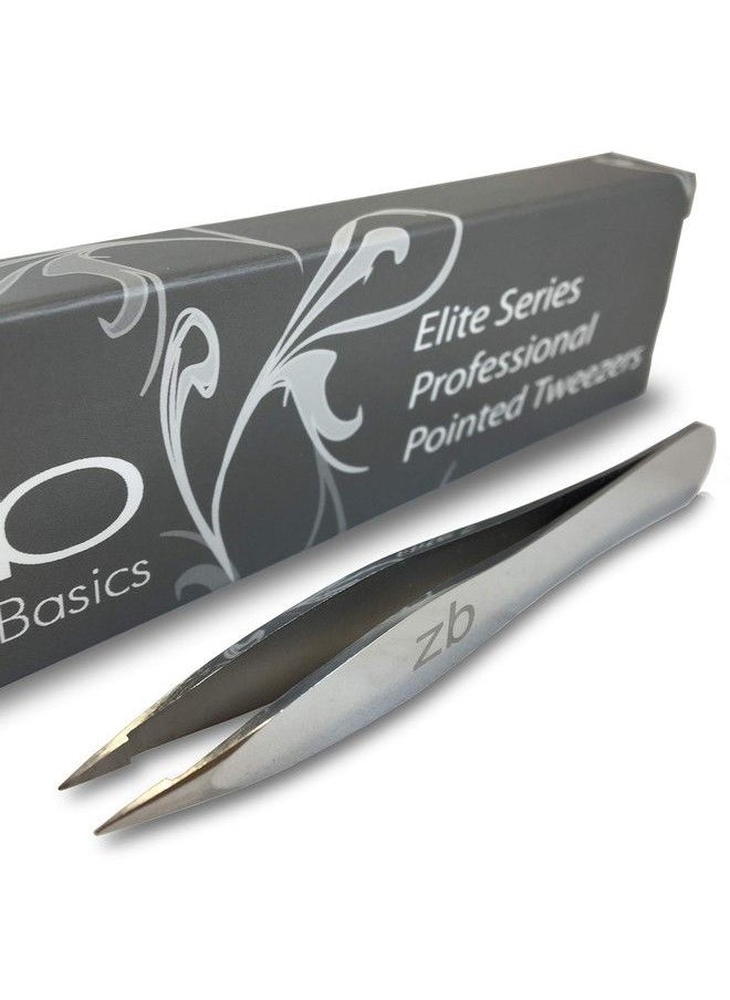 Zizzili Basics - Elite Series Pointed Tweezers Sharp Precision Tips + Surgical Grade Stainless Steel Tweezer For Professional Eyebrow And Facial Hair Removal - Image 1