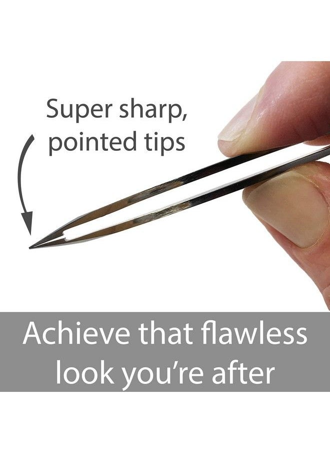 Zizzili Basics - Elite Series Pointed Tweezers Sharp Precision Tips + Surgical Grade Stainless Steel Tweezer For Professional Eyebrow And Facial Hair Removal - Image 1