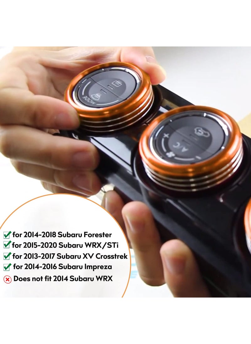 Bentolin For Subaru AC Knob Cover Accessory Center Console Switch Volume Temp Control Button Ring Trim Compatible with Forester 2014-2018, Crosstrek XV 2013-2017,Impreza 2014-2016,WRX/STi 2015-2020 Orange 3PCS  - Image 2
