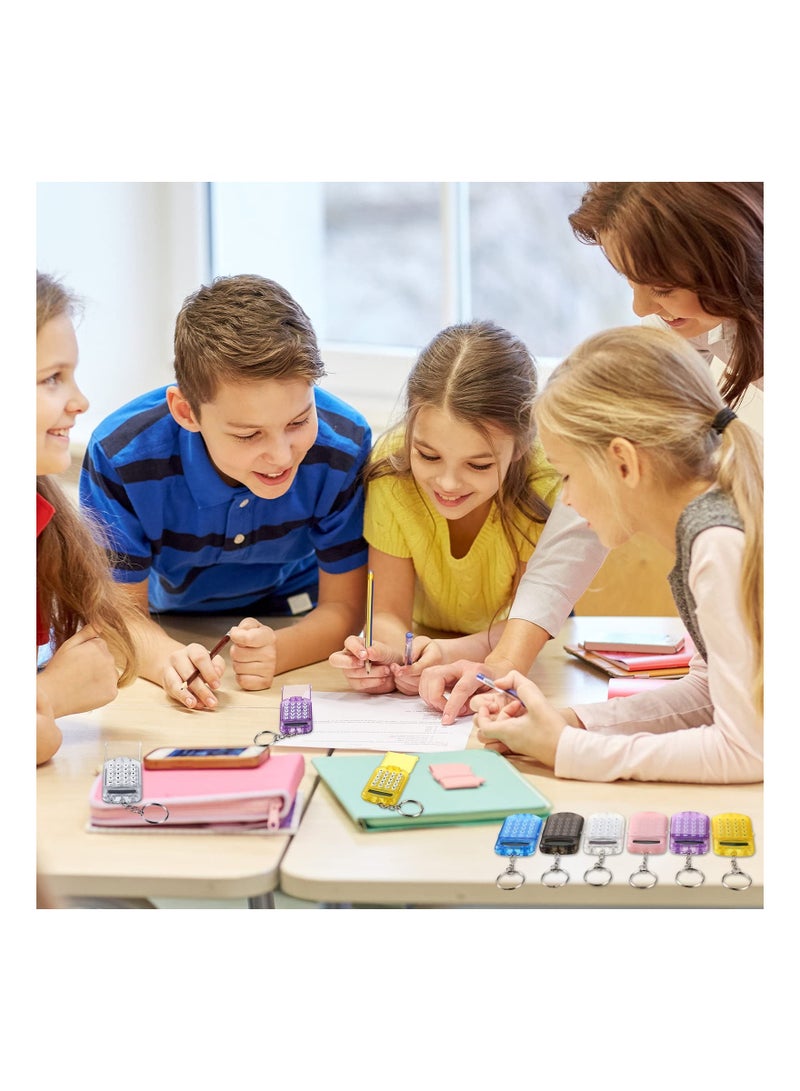 6 Pcs Mini Pocket Calculator Key Ring for Kids -  8 Digit Electronic Keychain for School, Home & Office - Portable Tiny Clear Flip Design - Image 3