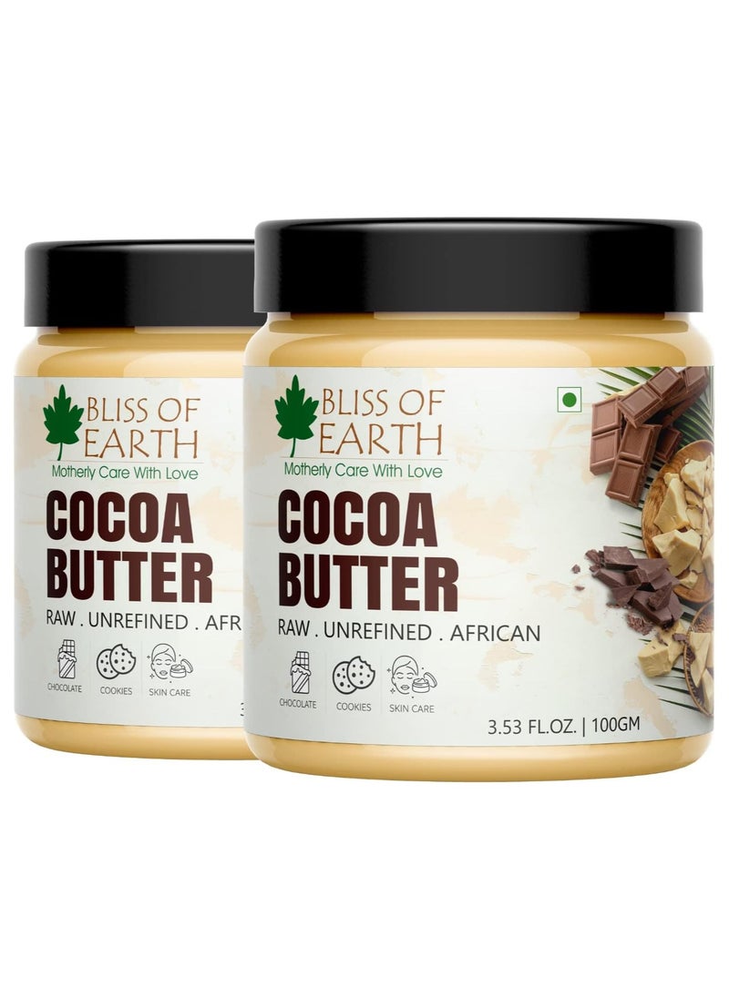 BLISS OF EARTH Cocoa Butter 100% Pure Organic Raw  100GM Raw Unrefined  PACK OF 2  - Image 1