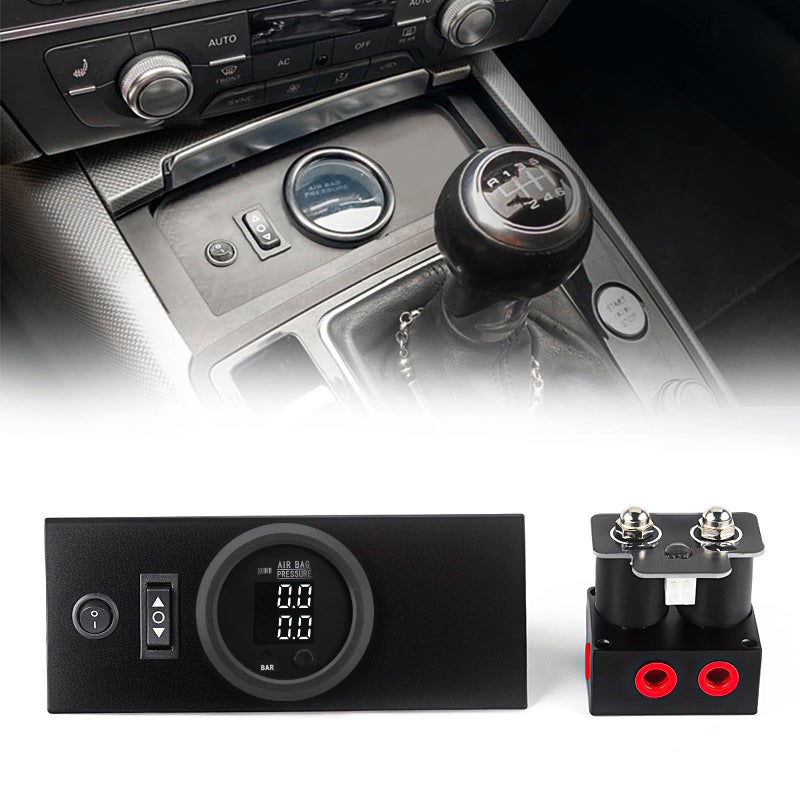 ZHSYMX 12V Solenoid 2Valve Air Ride Suspension manifold valve with Simplify Control Panel Ship Type Switch equipped with dual display air pressure gauge white - Image 2