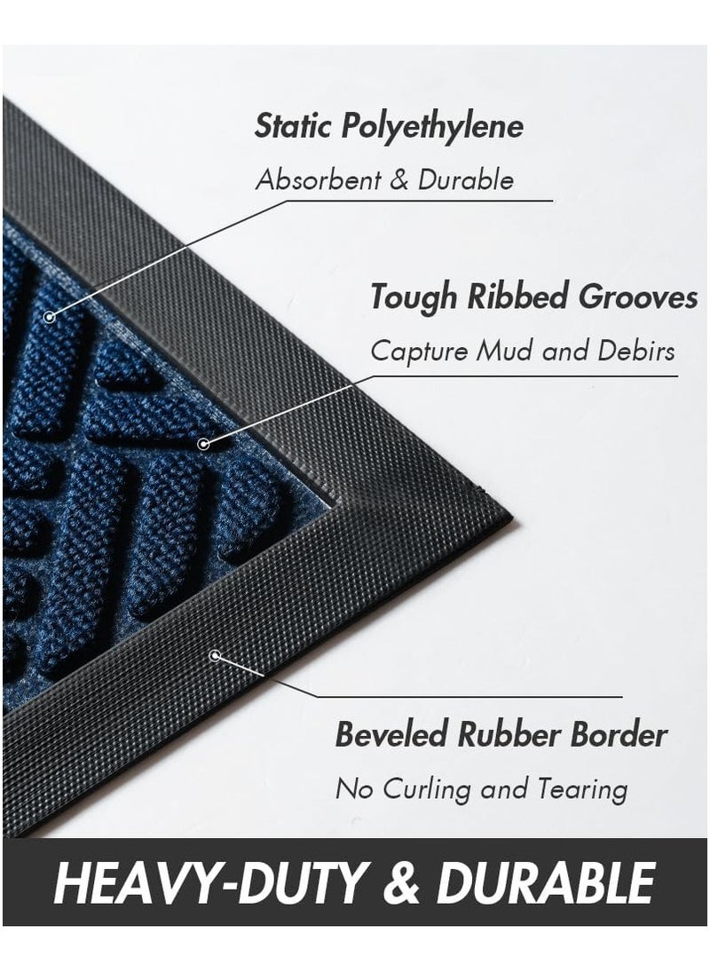 Arabest Door Mats Indoor & Outdoor Rubber Non Slip Front Door Mat Entrance Waterproof Rugs Dirt Debris Mud Trapper Carpet for Entryway Low Entry Rugs  - Image 3