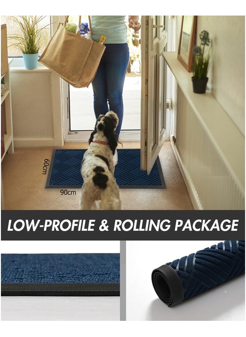 Door Mats Indoor & Outdoor Rubber Non Slip Front Door Mat Entrance Waterproof Rugs Dirt Debris Mud Trapper Carpet for Entryway Low Entry Rugs