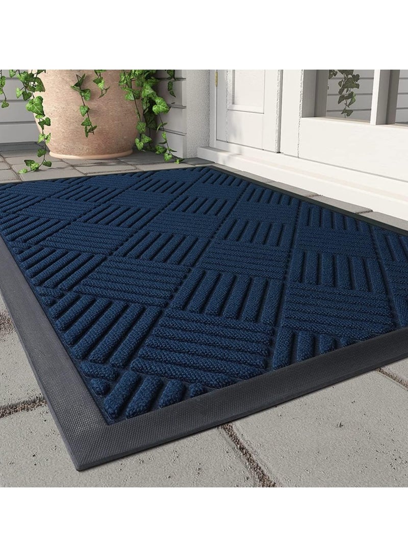 Door Mats Indoor & Outdoor Rubber Non Slip Front Door Mat Entrance Waterproof Rugs Dirt Debris Mud Trapper Carpet for Entryway Low Entry Rugs