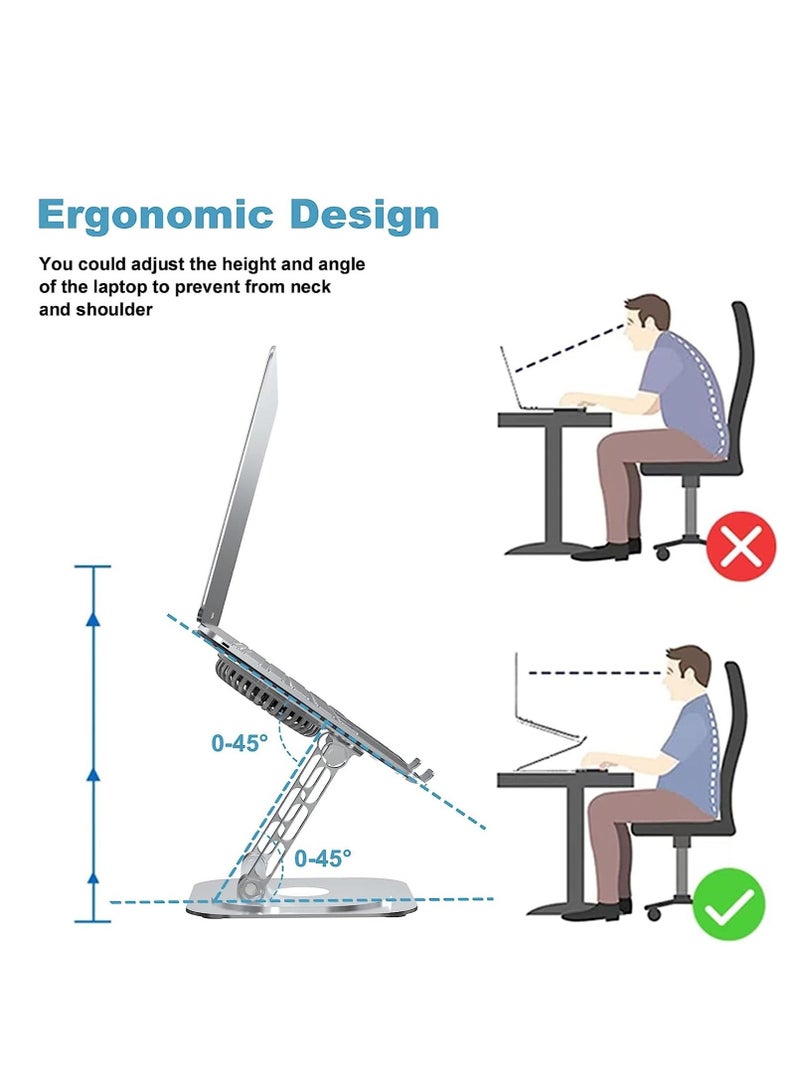 Y&D Laptop Stand for Desk Adjustable, Aluminum Alloy Rotating Bracket with Cooling Pad,Ergonomic Foldable Riser Holder,Compatible MacBook Pro, All Laptops 10-17"  - Image 3