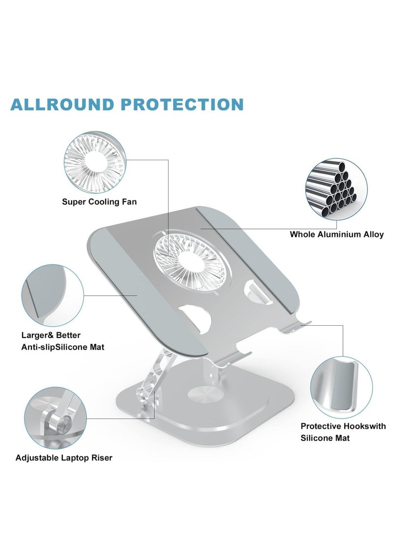 Y&D Laptop Stand for Desk Adjustable, Aluminum Alloy Rotating Bracket with Cooling Pad,Ergonomic Foldable Riser Holder,Compatible MacBook Pro, All Laptops 10-17"  - Image 5