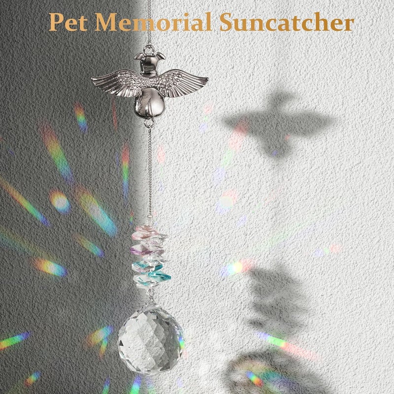 AMETHUARTZ Angle Dog Memorial Crystal Suncatcher - Pet Sympathy Gift for Loss of Dog, Passing Away Remembrance Memory Sun Catcher for Dog Lovers, Garden Decor Pet Bereavement Rainbow Ornaments - Image 5