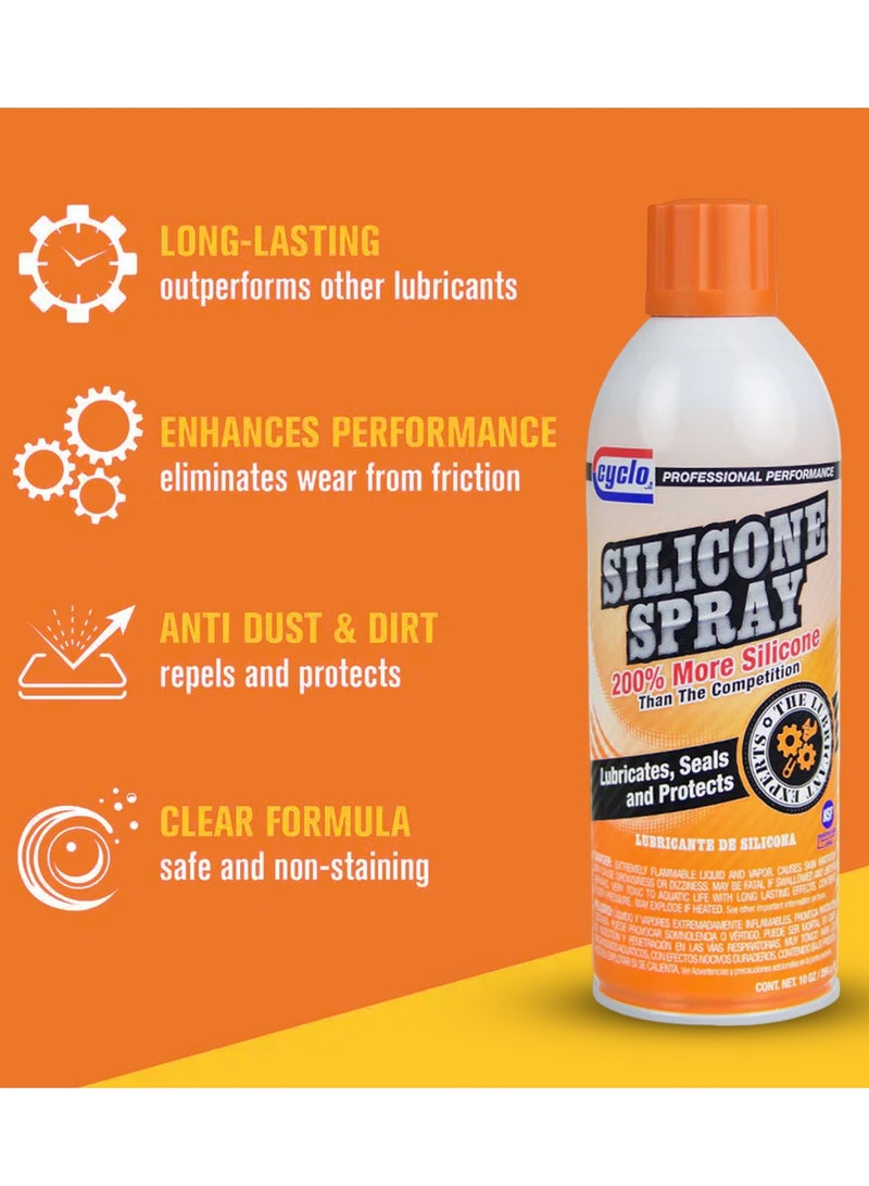 cyclo Silicone Spray Lubricant 430ml – Multi-Purpose Waterproof Formula, 200% More Silicone, Lubricates Seals Hinges Locks Doors Windows Rubber Parts, Prevents Rust & Corrosion - Image 3