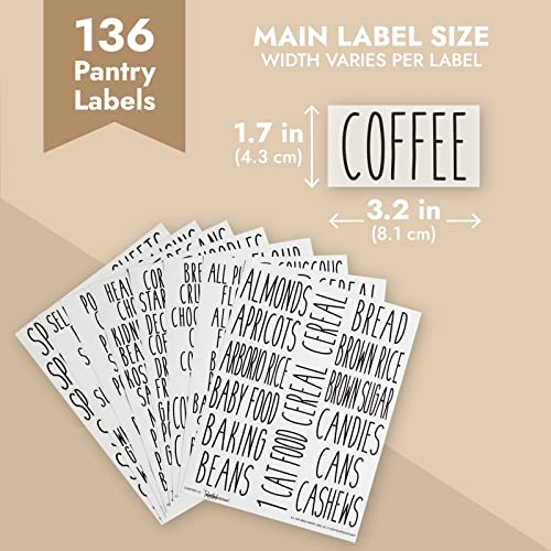 Talented Kitchen 136 Kitchen Sticker Labels for Food Containers - Varied Sizes, Black Text on Clear Background - Waterproof Labels for Jars & Storage - Image 5