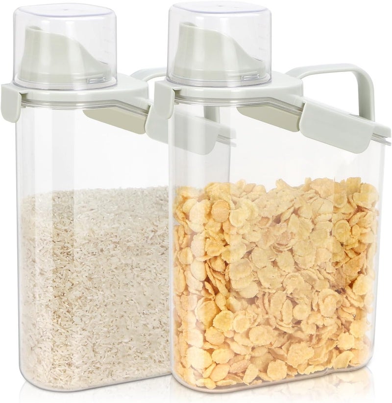 TBMax Rice Container Cereal Storage Container 2 Pack 3.2-Quart, Kitchen Pantry Dry Food Storage Holder with Easy-Pouring Spout & Handy Cup, Small Pet Dog Cat Food Dispenser for Daily Feeding - Image 1