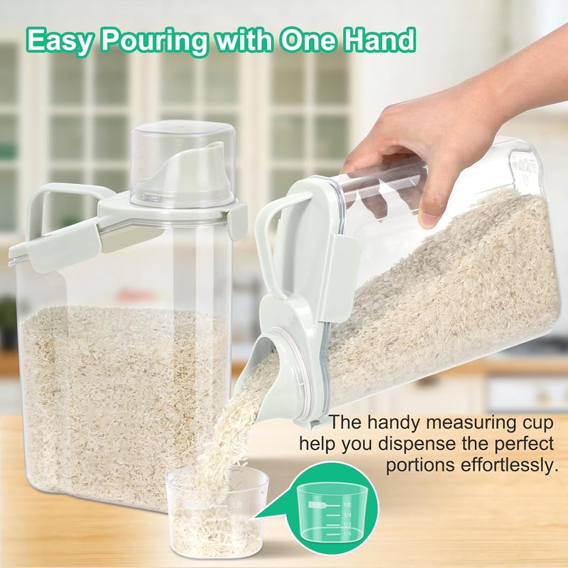 TBMax Rice Container Cereal Storage Container 2 Pack 3.2-Quart, Kitchen Pantry Dry Food Storage Holder with Easy-Pouring Spout & Handy Cup, Small Pet Dog Cat Food Dispenser for Daily Feeding - Image 3