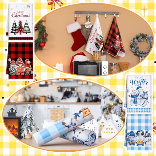 FuWeave 20 Pcs Holiday Kitchen Towels Seasonal Decorative Hand Towels Set Christmas Dish Cloths Winter Valentine's Day 16 x 24 Colorful Wash Cloths with Hanging Loop(Cute) - Image 5