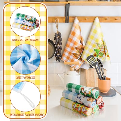FuWeave 20 Pcs Holiday Kitchen Towels Seasonal Decorative Hand Towels Set Christmas Dish Cloths Winter Valentine's Day 16 x 24 Colorful Wash Cloths with Hanging Loop(Cute) - Image 4