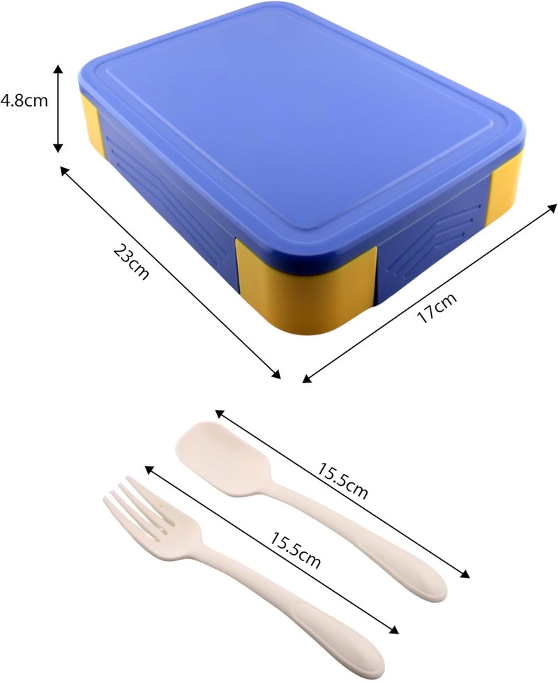 Cravista Bento Lunch Box for Kids - 1330ml Leak Proof BPA Free Lunchbox with 5 Compartments, Cutlery & Sauce Bowl | Microwave Safe Tiffin for School, Office | Bento Box for Boys (Blue) - Image 4