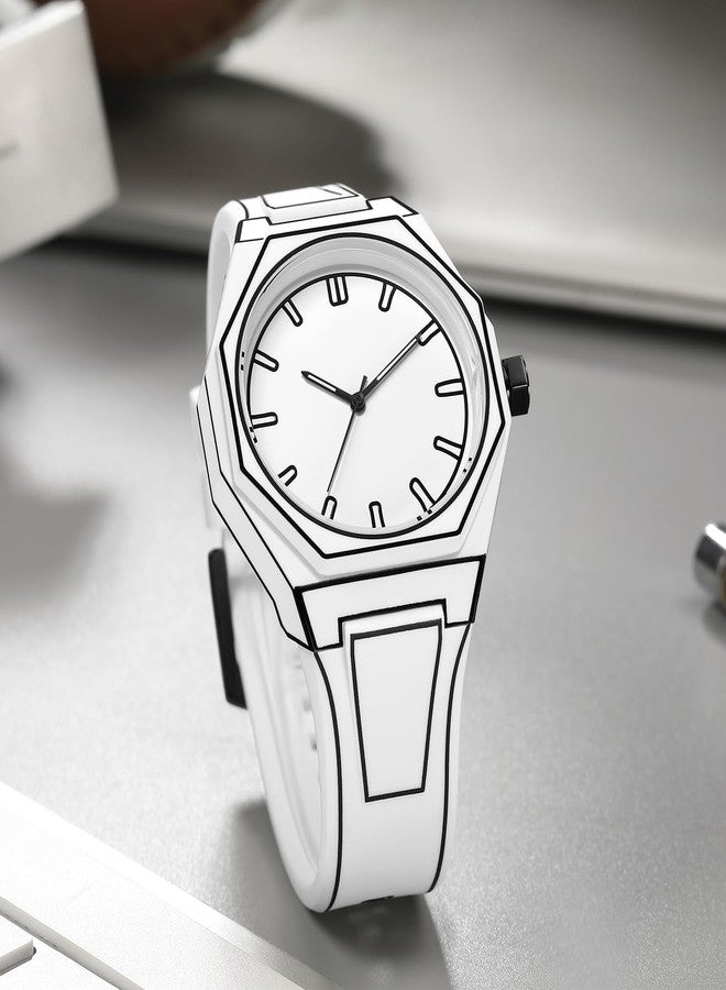 FANMIS Men's Anime-Inspired Watch Fashion Sketch Watch Minimalist Creative Wormhole Design Watch Stylish and Durable Timepiece for Men's Sports Watch, A White - Image 2
