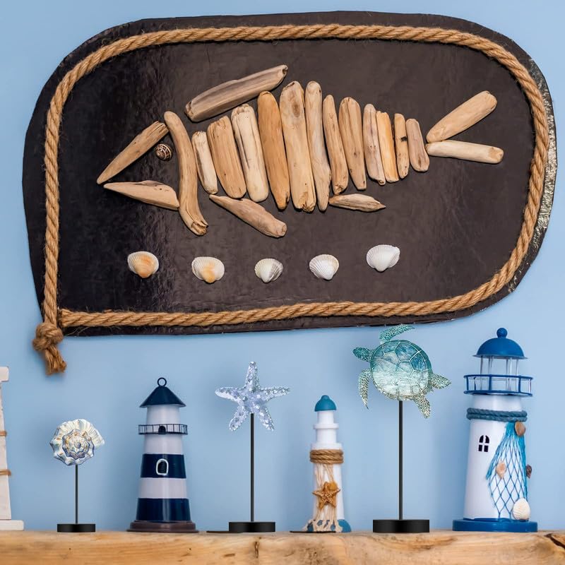 Maitys 3 Pcs Sea Table Decor Coastal Turtle Starfish Decor Ocean Beach Centerpieces Nautical Standing Block Wooden Centerpiece Sign for Summer Holiday Seasonal Home Kitchen - Image 5