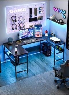 ADEBOLA Gaming Table with Bookshelf Layer,U Shaped Computer Desk ,Large Desktop Office Desk 180*45*75cm  - Image 1