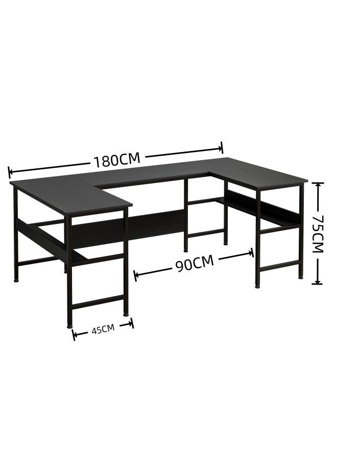 ADEBOLA - Gaming Table with Bookshelf Layer,U Shaped Computer Desk ,Large Desktop Office Desk 180*45*75cm - Image 1