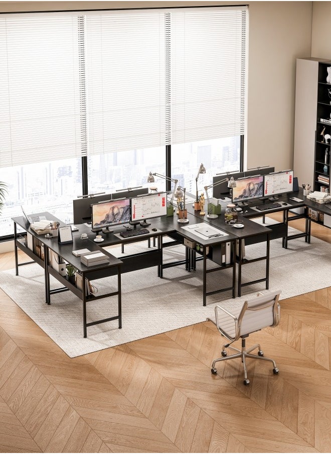 ADEBOLA - Gaming Table with Bookshelf Layer,U Shaped Computer Desk ,Large Desktop Office Desk 180*45*75cm - Image 1