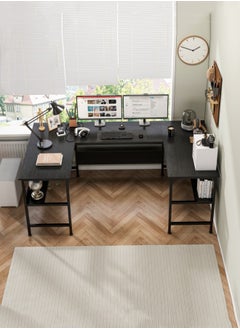 ADEBOLA Gaming Table with Bookshelf Layer,U Shaped Computer Desk ,Large Desktop Office Desk 180*45*75cm  - Image 5