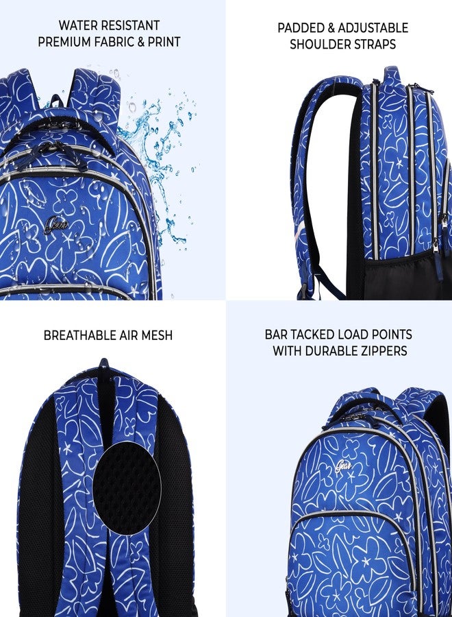 Gear Flower Power 19"/35L Large Water Resistant School Bag/Casual 4 Compartment Backpack/Daypack/Travel Backpack/Kids Bag for Girls (Navy-Black) - Image 5