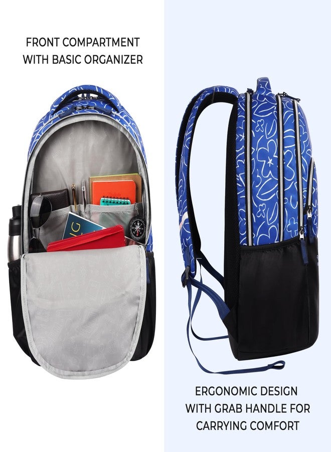 Gear Flower Power 19"/35L Large Water Resistant School Bag/Casual 4 Compartment Backpack/Daypack/Travel Backpack/Kids Bag for Girls (Navy-Black) - Image 4