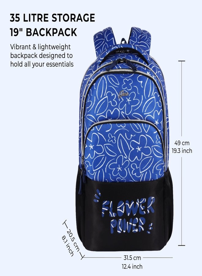 Gear Flower Power 19"/35L Large Water Resistant School Bag/Casual 4 Compartment Backpack/Daypack/Travel Backpack/Kids Bag for Girls (Navy-Black) - Image 2