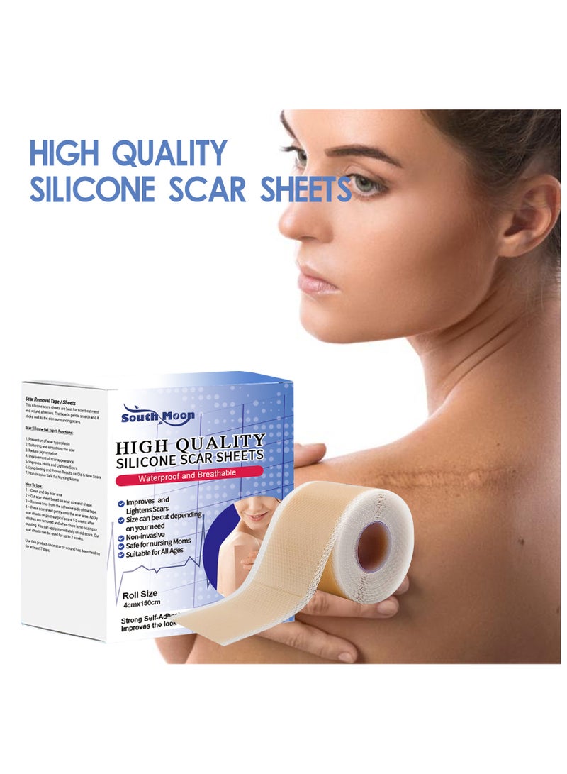 SOUTH MOON 4cm*1.5m Silicone Scar Sheets - Fade Scar Sticker, As Surgical Cream, Gel, Tape, Strips, Patches - Keloid, C-Section, Tummy Tuck - Surgery Scars Removal Treatment - Image 3