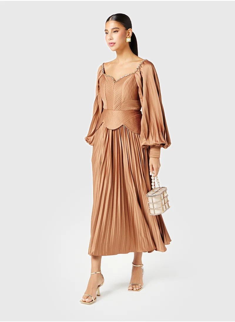 ثريدز باي اجوني Quilted Body Pleated Skirt Dress