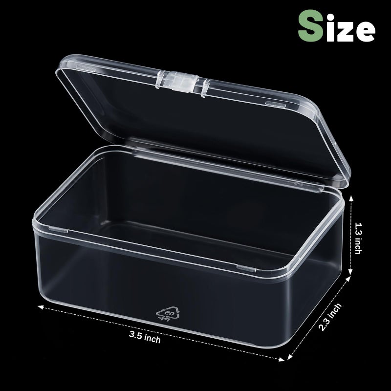 ZORRITA 6 Pack Small Plastic Storage Containers with Hinged Lids, Rectangle Clear Plastic Boxes for Beads, Jewelry, Game Pieces and Crafts Items (3.5 x 2.3 x 1.3 Inch) - Image 2