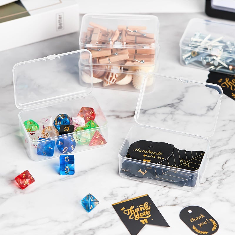 ZORRITA 6 Pack Small Plastic Storage Containers with Hinged Lids, Rectangle Clear Plastic Boxes for Beads, Jewelry, Game Pieces and Crafts Items (3.5 x 2.3 x 1.3 Inch) - Image 5