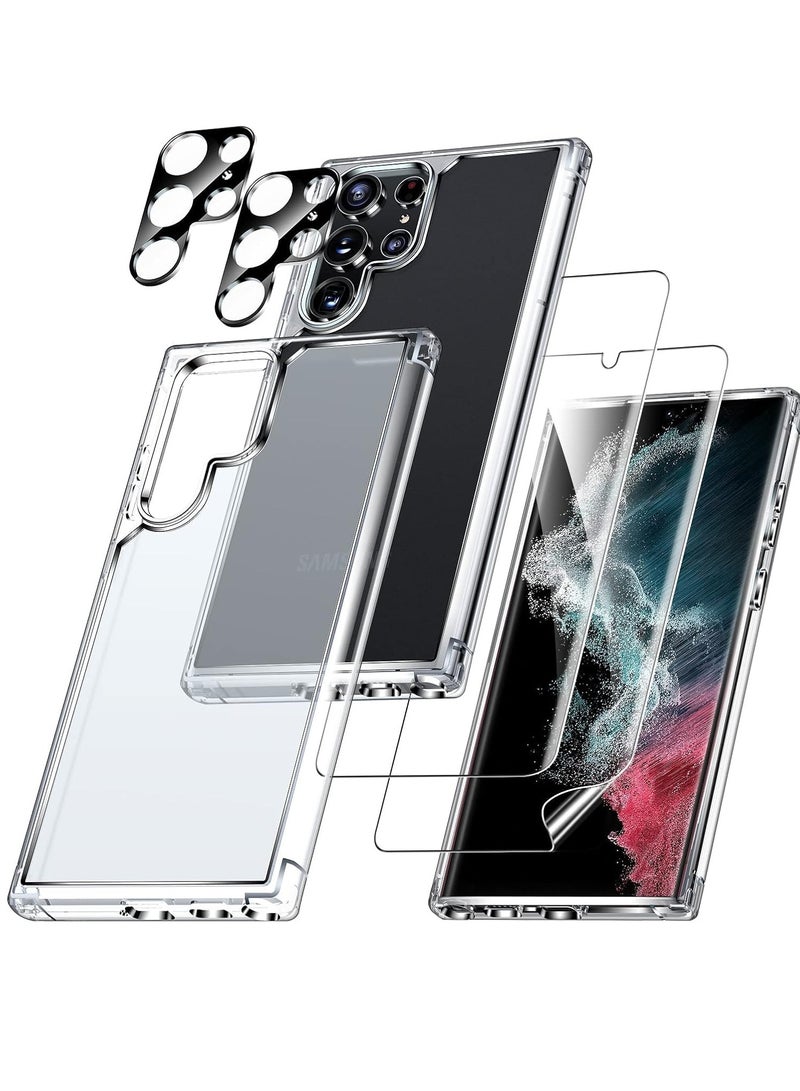 ELTRAZONE "5-in-1 Samsung S23 Plus Case Kit: Includes 2 Camera Lens Protectors, 2 Soft Screen Protectors, Matte-Finish, Shockproof, Anti-Scratch Protection (Clear)" - Image 1