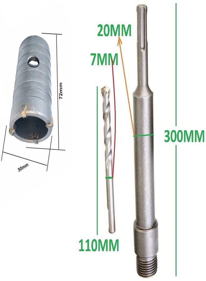 Inditrust Sds Shank Concrete Wall Drill Bit Hole Saw Cutter, 300 Mm Connecting Rod (30mm bit 300mm rod) - Image 2
