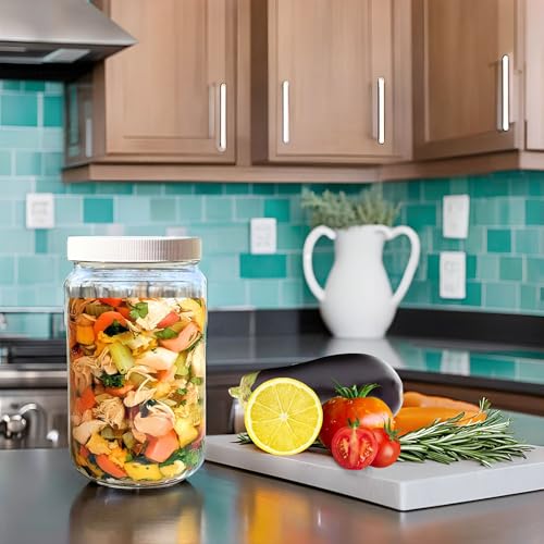 JARMING COLLECTIONS 32oz Extra Wide Mouth Glass Storage Jar with BPA-Free Plastic Lid – Quart Size Airtight Mason Jar for Kitchen, Pantry, and Food Storage (Set of 2) - Image 2