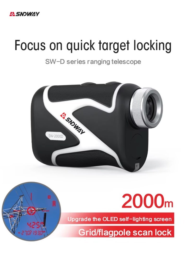 SNDWAY SW-2000D Pro Golf & Hunting Rangefinder – 2000M Laser Distance Measurement, Flagpole Lock, Slope Mode, Speed Detection (0-300 km/h), Fast Response OLED Telescope for Golf, Hunting, Outdoor Sports & Training - Image 5