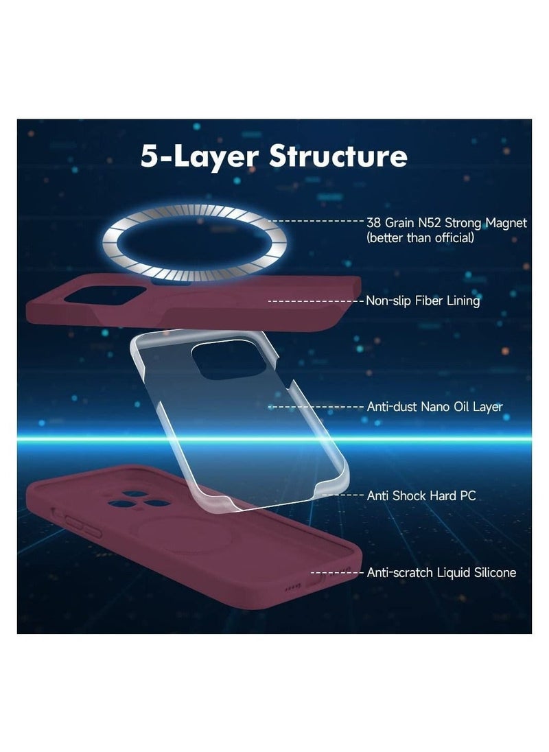 Raxoom Silicone Magnetic Case for iPhone 14 Pro Max with 2 Pack Tempered Glass Screen Protector Magsafe Case - Image 3